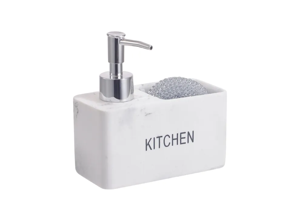 Dispenser con Porta Esponja Kitchen Blanco