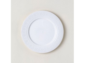 Plato De Ceramica Blanca Borde Con Puntilla 26Cm