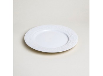 Plato De Ceramica Blanca Borde Con Puntilla 26Cm