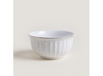 Bowl De Porcelana Blanco Borde Dorado 11,5 Cm 