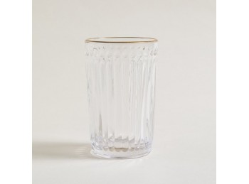 Vaso Alto de Vidrio con Borde Dorado