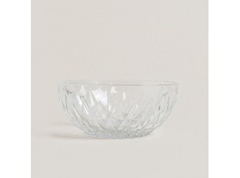 Bowl De Vidrio Trasparente Diseño Diamantes De 17 Cm