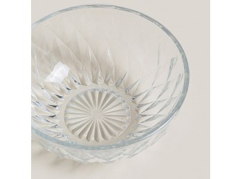 Bowl De Vidrio Trasparente Diseño Diamantes De 17 Cm