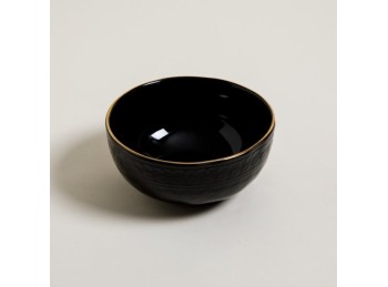 Bowl Monterrey Black Borde Dorado 15X7 Cm