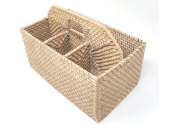 Porta cubiertos Rattan Blanco