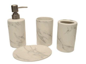 Dispenser Para Baño De Ceramica Simil Marmol Set