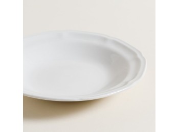 Plato Hondo De Porcelana Blanca Redondo Dana 22 Cm