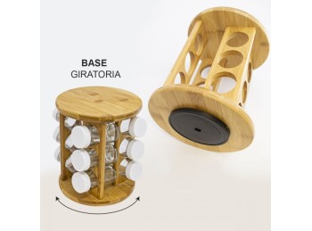 Especiero giratorio de Bamboo 12 frascos