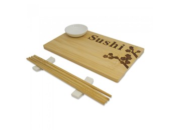 Set De Sushi Norimoto Bamboo & Ceramic Con Palitos 15x25 Cm