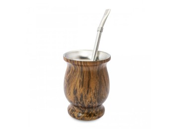 Mate acero inoxidable Roble oscuro