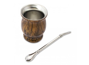 Mate acero inoxidable Roble oscuro