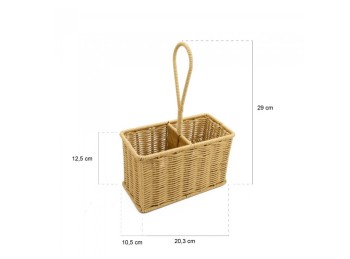 Organizador Doble Premium De Ratan Beige/Crema 29 Cm