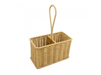 Organizador Doble Premium De Ratan Beige/Crema 29 Cm