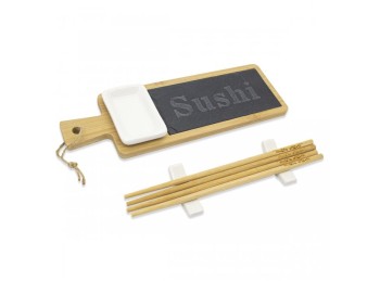 Set De Sushi Tempura Bamboo & Ceramic Con Palitos