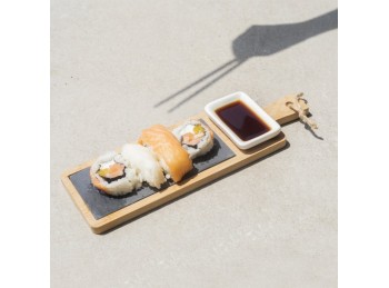 Set De Sushi Tempura Bamboo & Ceramic Con Palitos