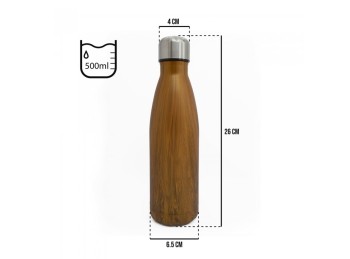 Botella de acero inoxidable Roble claro