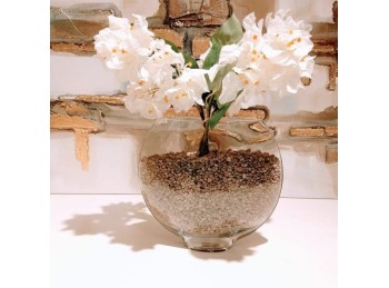 Florero chato de vidrio