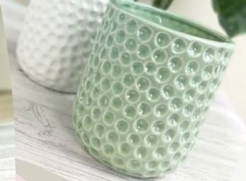 Maceta de cerámica círculos Blanca