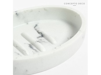 Jabonera Ceramica Simil Marmol Blanco