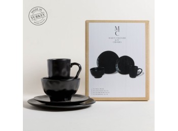 Set De Vajilla X 16 Piezas Kalanit Negra