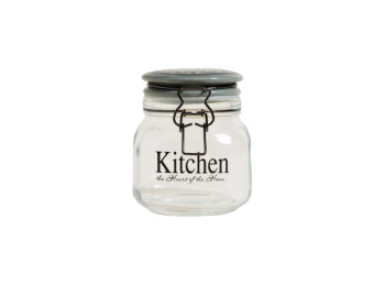 Frasco Cuadrado Hermetico Kitchen Tapa Ceramica Gris 750 Ml