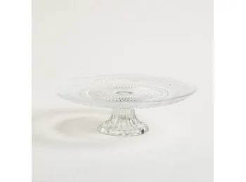 Pie De Torta De Vidrio Labrado 33 Cm 