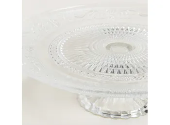 Pie De Torta De Vidrio Labrado 33 Cm 