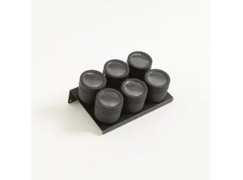 Set X6 Especieros De Acero Imantados Negro Mate