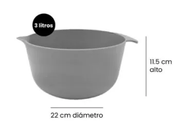 Bowl Gris Batidor Con Pico 3L