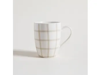 Mug Cuadros Beige 340ML