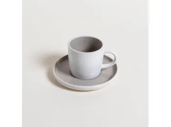 Set de Taza y Plato Dalian Blanco y Beige 200ML