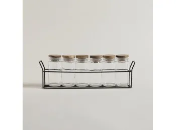 Set Especieros x 6 de Vidrio y Acacia 