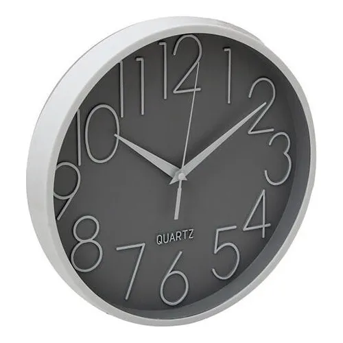 Reloj de Pared Plástico Blanco con Gris 24,5cm 