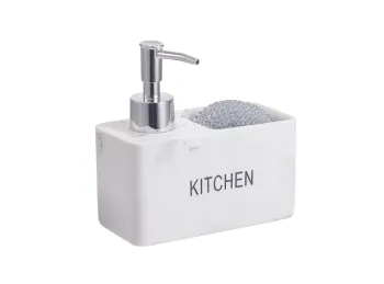 Dispenser con Porta Esponja Kitchen Blanco